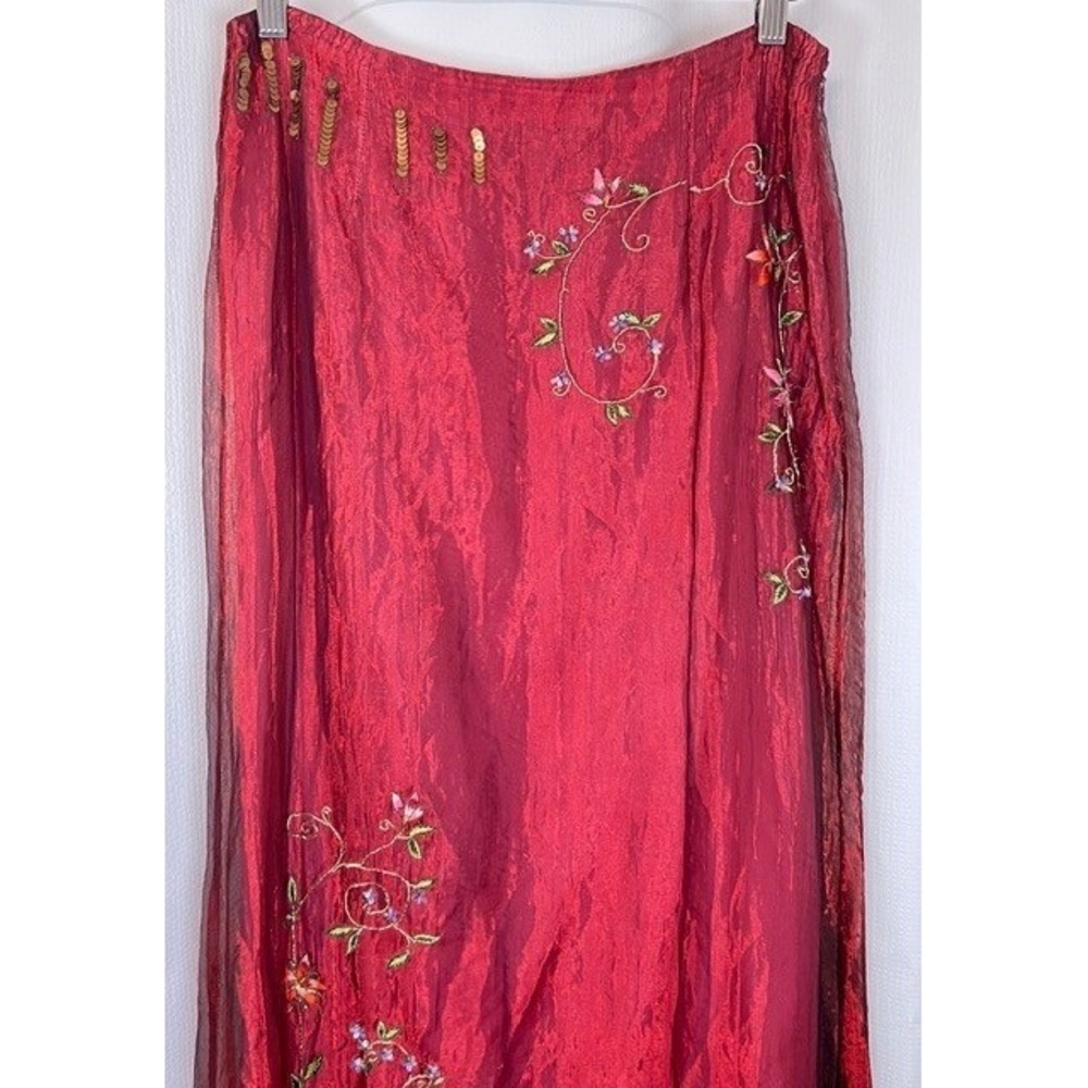 Vintage Y2K Nicole Miller Embroidered Silk Blend Maxi Skirt Goth Fairy Boho 10 - Picture 3 of 13